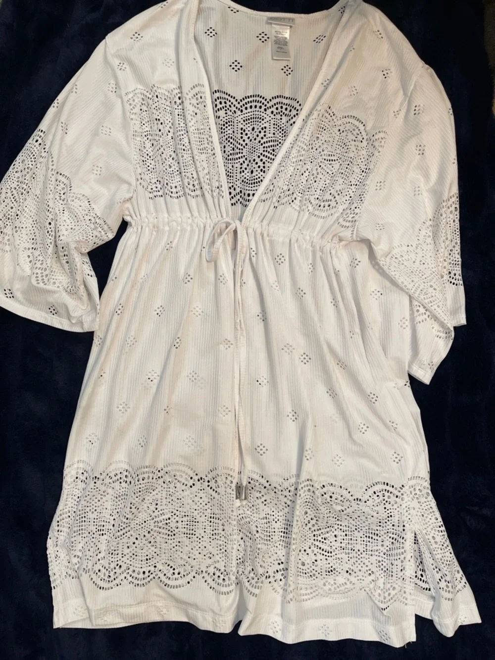 Dotti Beach Cover-Up White V-Neck Tie-Front